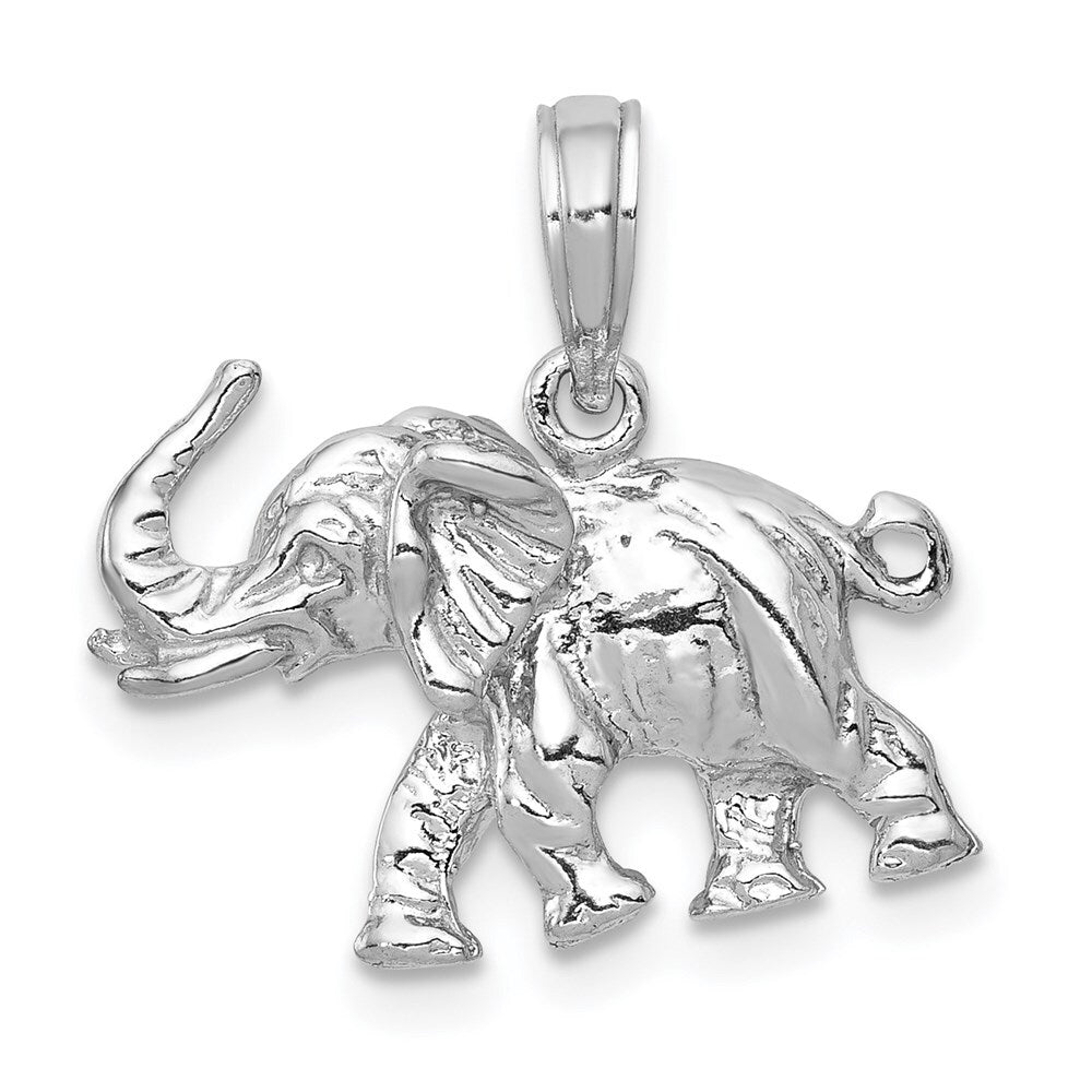 14k White Gold Polished 3-D Elephant Pendant for Women