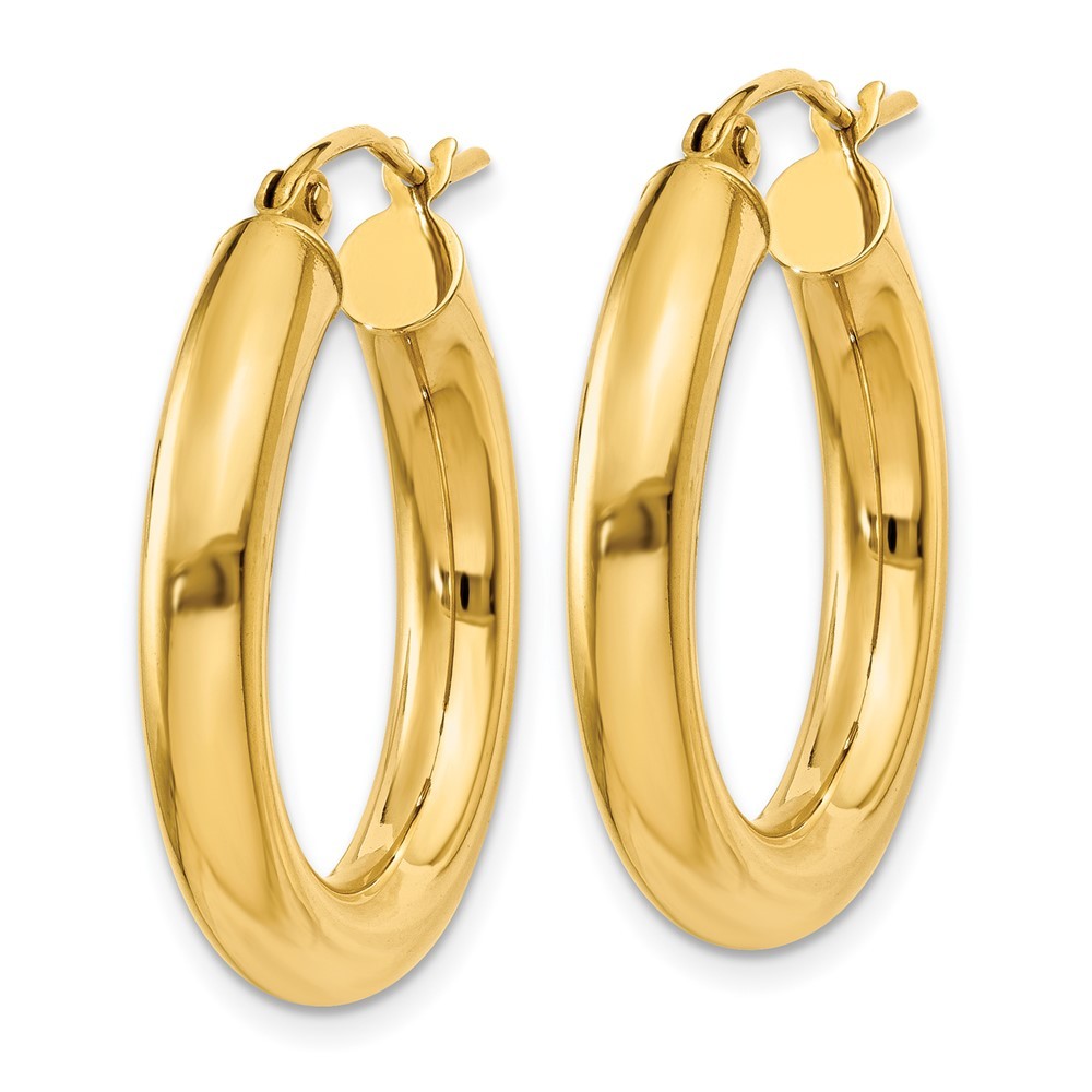 14k Yellow Gold Polished 4mm Lightweight Tube Hoop Earrings