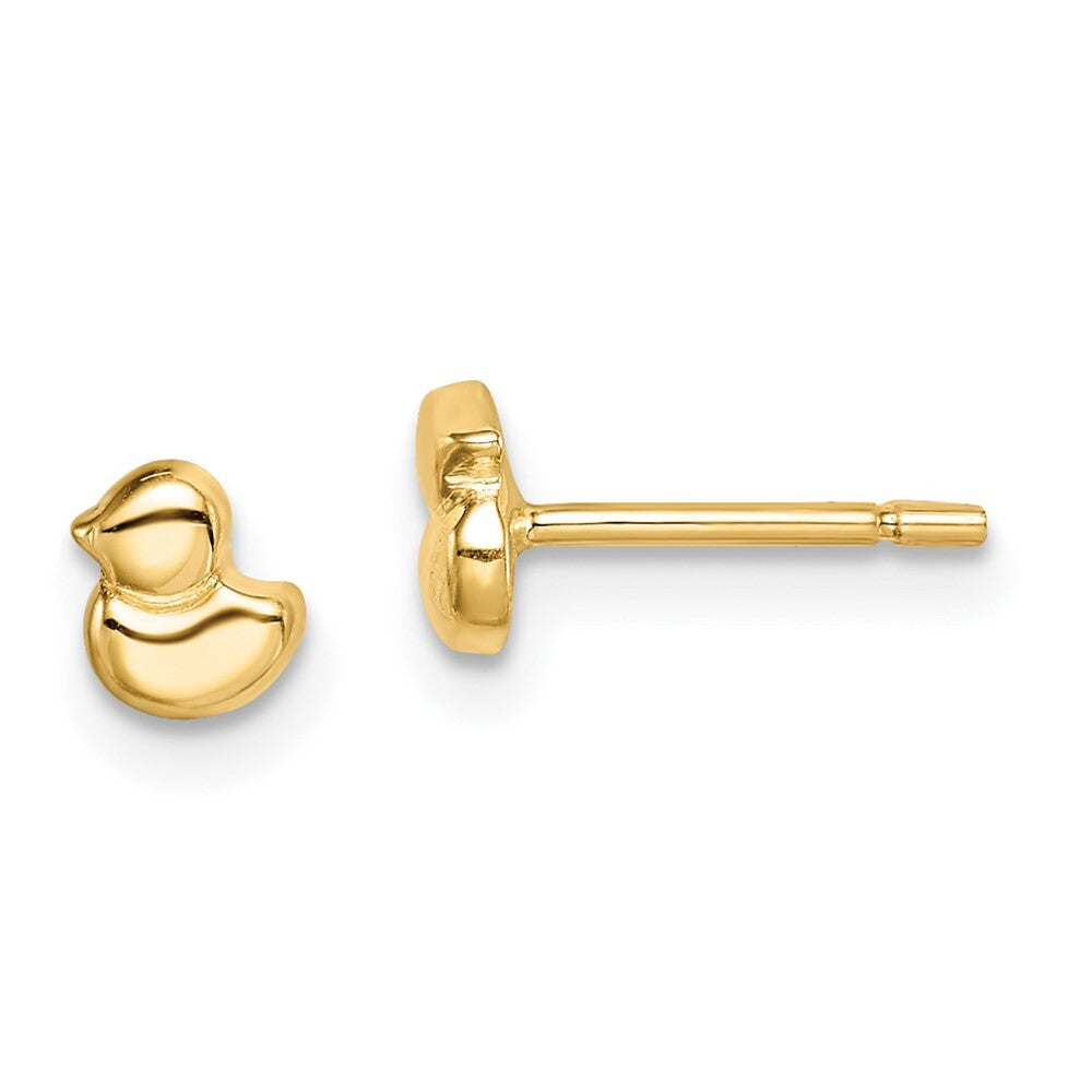14k Yellow Gold Duck Stud Earrings Gift for Women