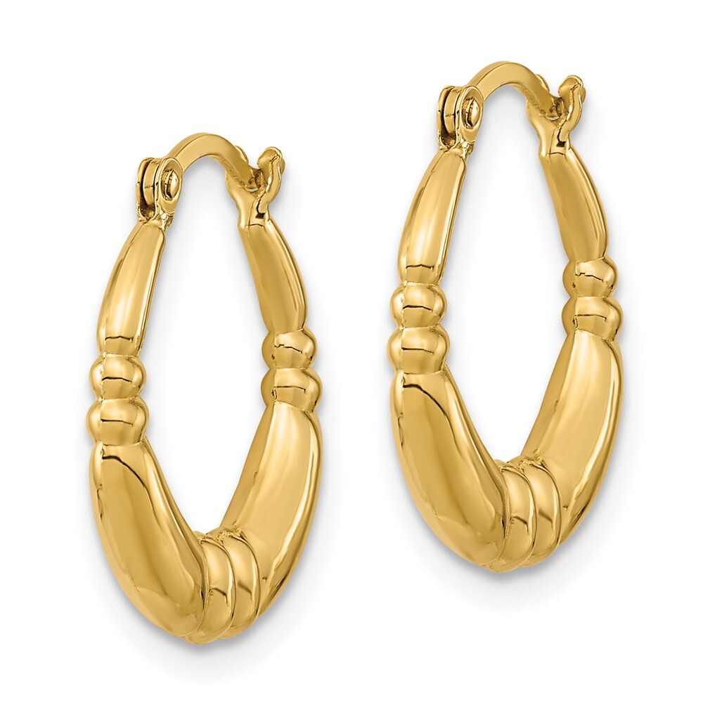 14k Yellow Gold Polished Hoop Earrings Gift for Women