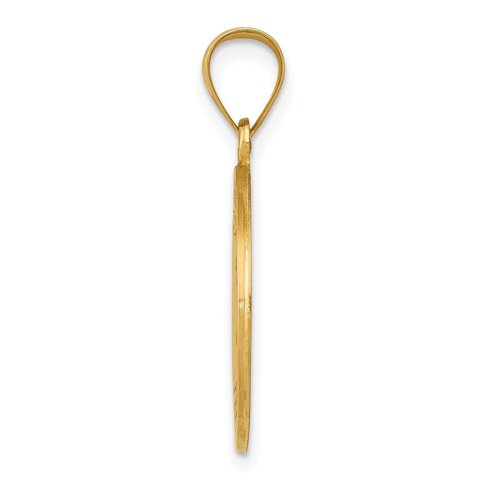 14k Yellow Gold Polished and Satin St Thomas Medal Hollow Pendant for Women