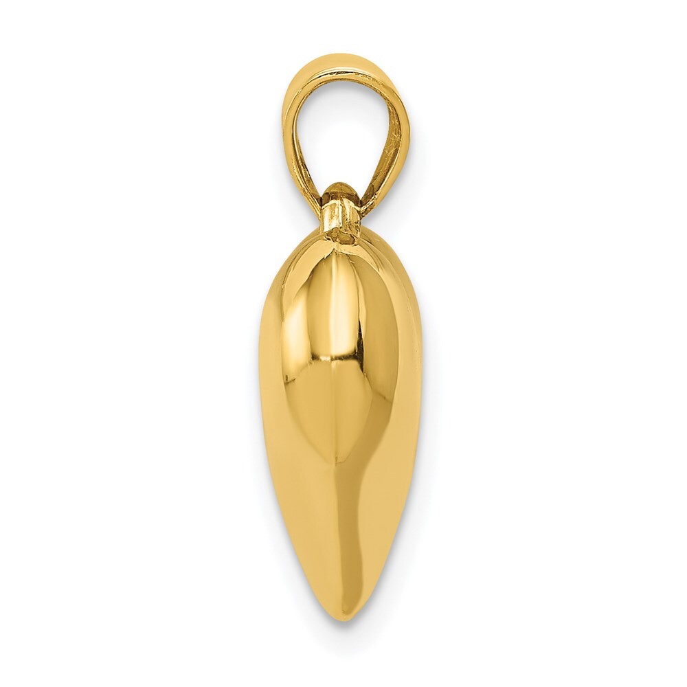 14k Yellow Gold Polished 3-D Puffed Heart Pendant for Women
