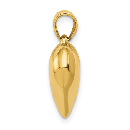 14k Yellow Gold Polished 3-D Puffed Heart Pendant for Women