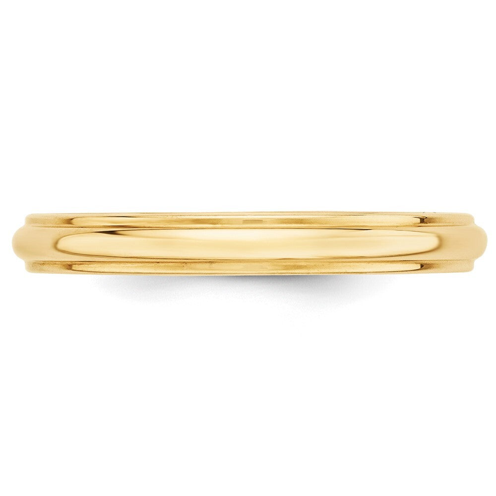14K Yellow Gold Yellow Gold 3mm Half Round with Edge Wedding Band Size 10
