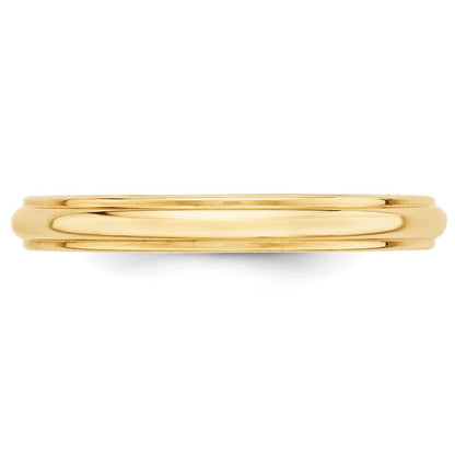 14K Yellow Gold Yellow Gold 3mm Half Round with Edge Wedding Band Size 10