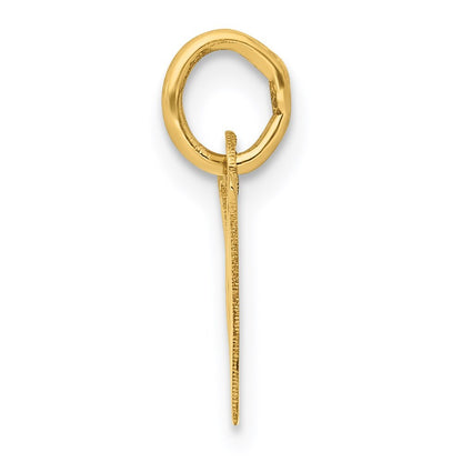 14k Yellow Gold Small Slanted Block Letter W Initial Charm Pendant for Women