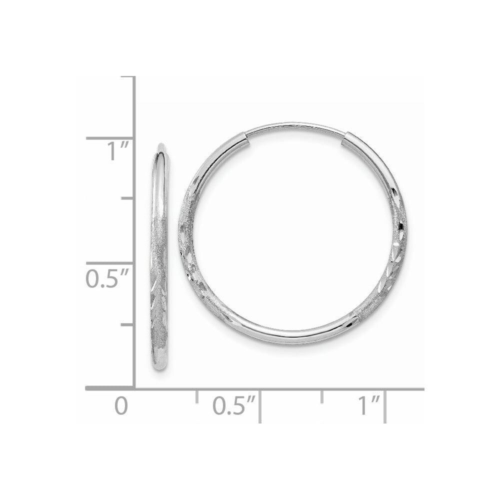 14k White Gold 1.5mm Diamond-cut Endless Hoop Earrings Gift for Women
