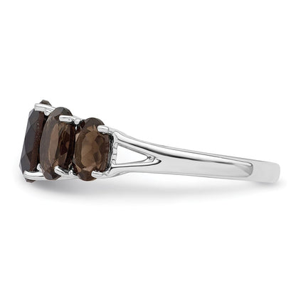 Sterling Silver Rhodium Smoky Quartz Ring Size 8