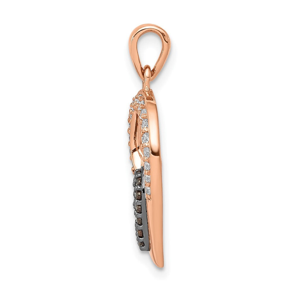 14k Rose Gold Champagne and White Diamond Hearts Pendant for Women