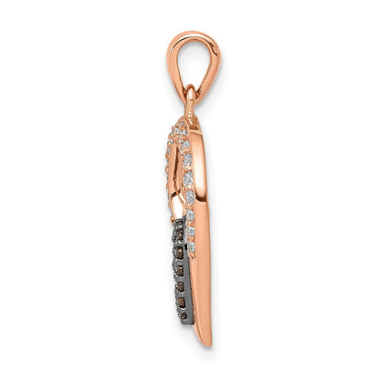 14k Rose Gold Champagne and White Diamond Hearts Pendant for Women