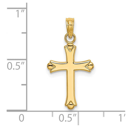 14k Yellow Gold 2-D Polished Cross Charm