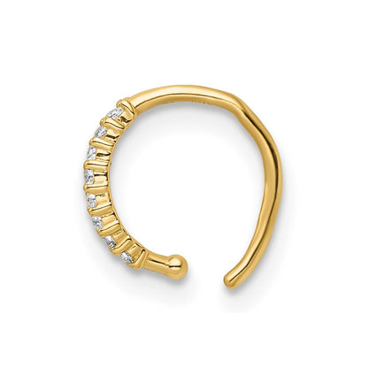 14k Yellow Gold 18 Gauge Double Row Beaded & CZ Nose Ring / Ear Cuff