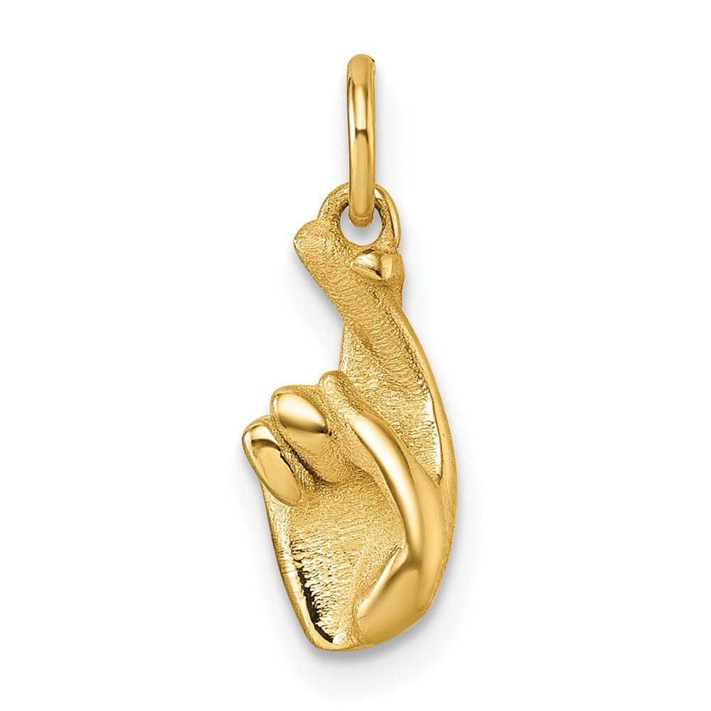14k Yellow Gold Polished Fingers Crossed Hand Pendant