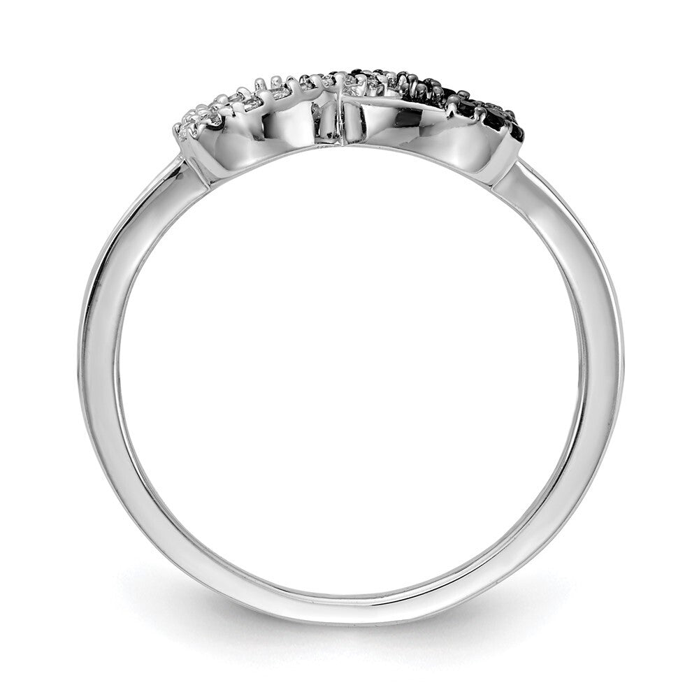 14k White Gold Black and White Diamond Infinity Heart Ring Size 7