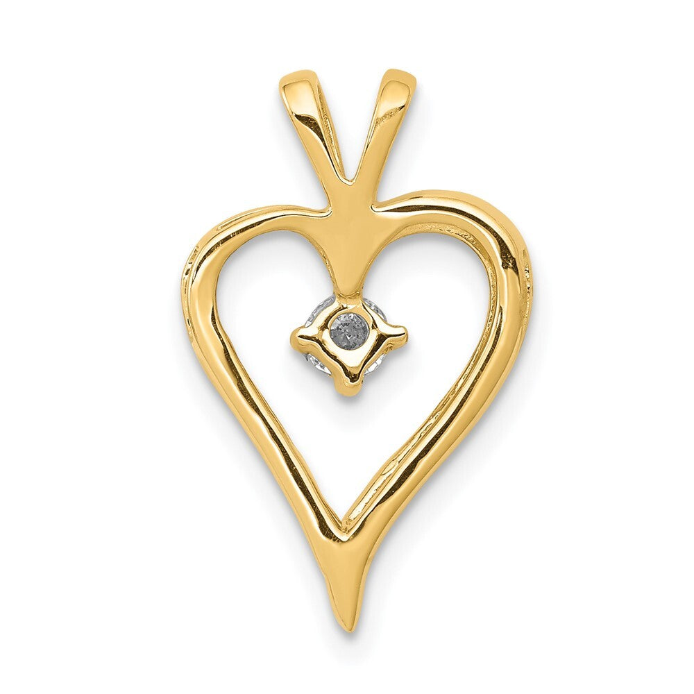 14k Yellow Gold AA 1/10ct. Diamond Heart Pendant for Women