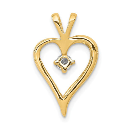 14k Yellow Gold AA 1/10ct. Diamond Heart Pendant for Women
