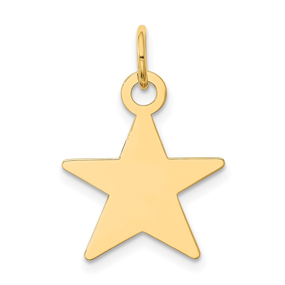 14k Yellow Gold Star Disc Charm Pendant for Women