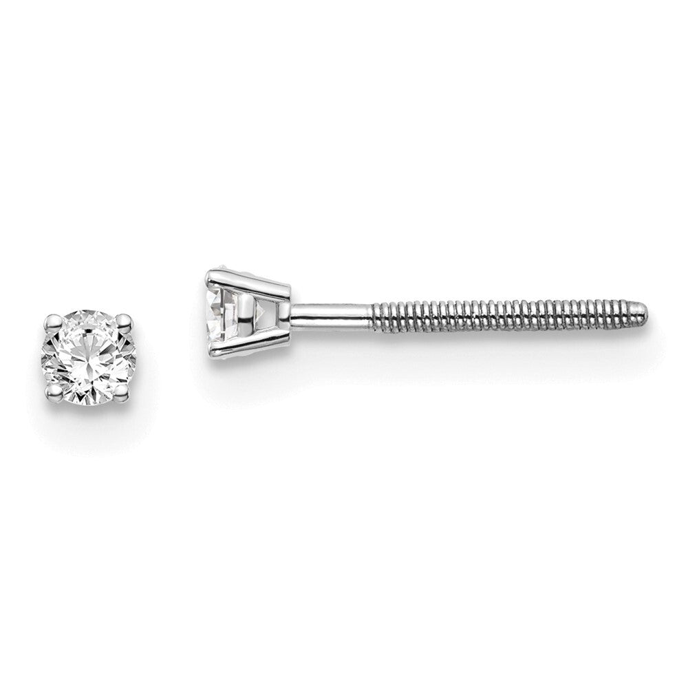 14k White Gold .10ct VS2/SI1 G-I Diamond Thread on/off Stud Earrings