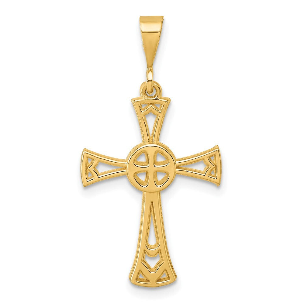 14k Yellow Gold Polished Cross Pendant