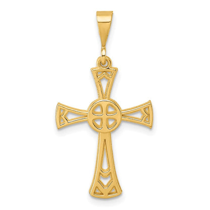 14k Yellow Gold Polished Cross Pendant