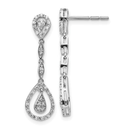 14k White Gold Teardrop Diamond Dangle Earrings