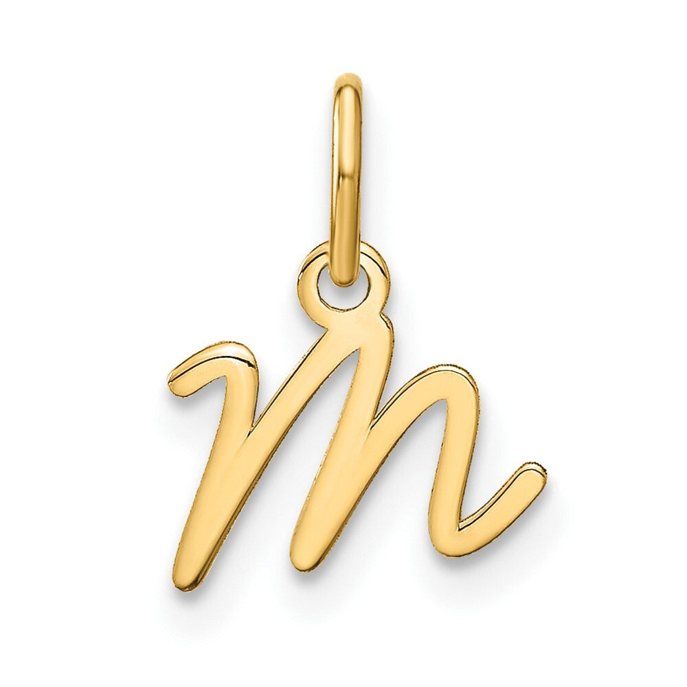 14k Yellow Gold Upper case Letter M Initial Charm Pendant for Women