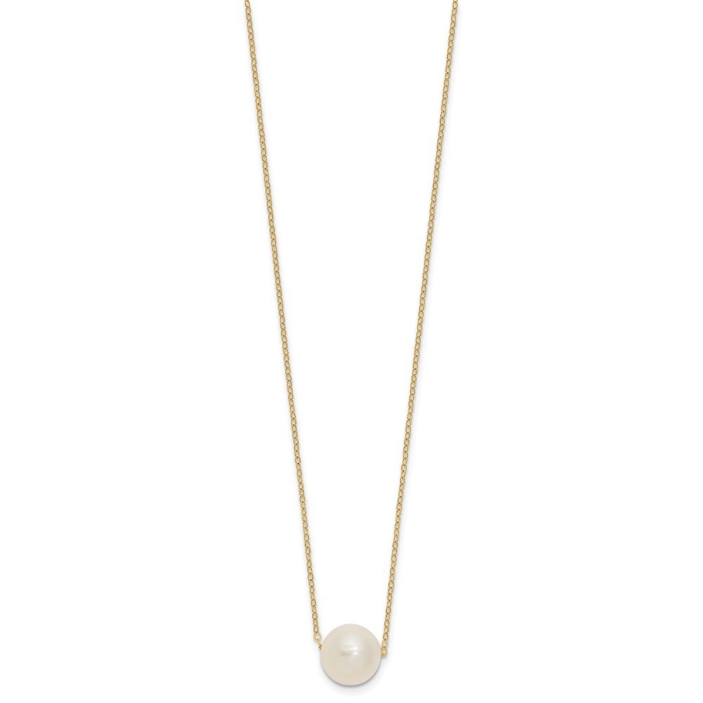 14k Yellow Gold 10-11mm Semi-Round Freshwater Cultured Pearl 17" Cable Necklace