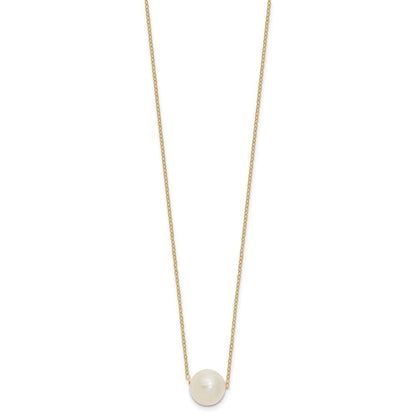 14k Yellow Gold 10-11mm Semi-Round Freshwater Cultured Pearl 17" Cable Necklace
