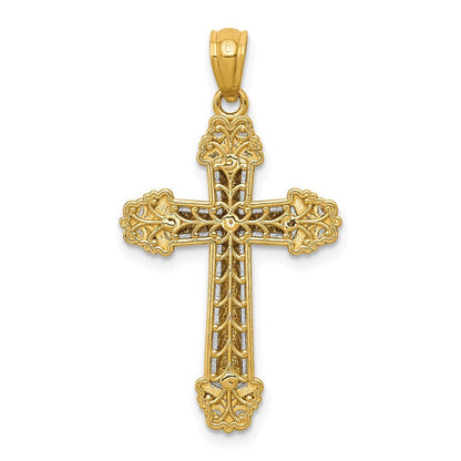 14k Two-tone Gold Polished Cross Pendant for Women