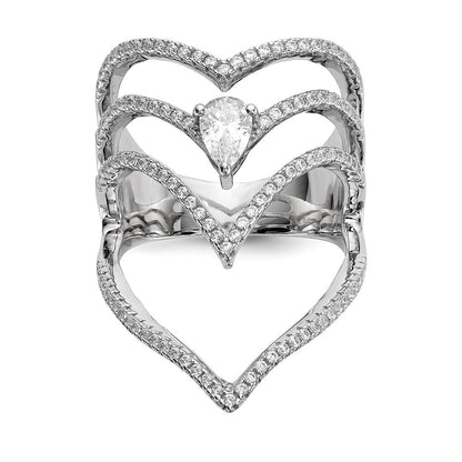 Sterling Silver Rhodium-plated Cubic Zirconia Ring Size 8