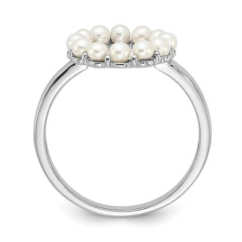 Sterling Silver 2-2.5mm White Button Freshwater Cultured Pearl Ring Size 8
