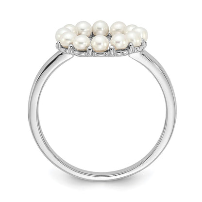 Sterling Silver 2-2.5mm White Button Freshwater Cultured Pearl Ring Size 8