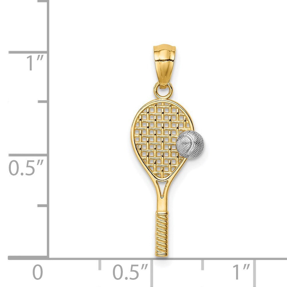 14k Yellow Gold White Rhodium Tennis Pendant for Women
