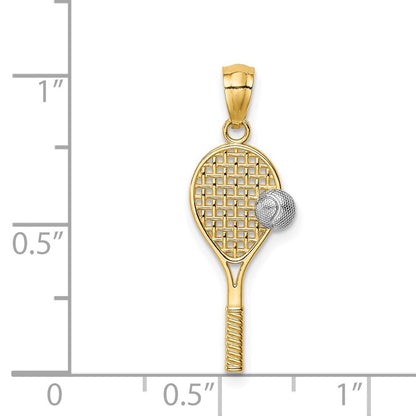 14k Yellow Gold White Rhodium Tennis Pendant for Women