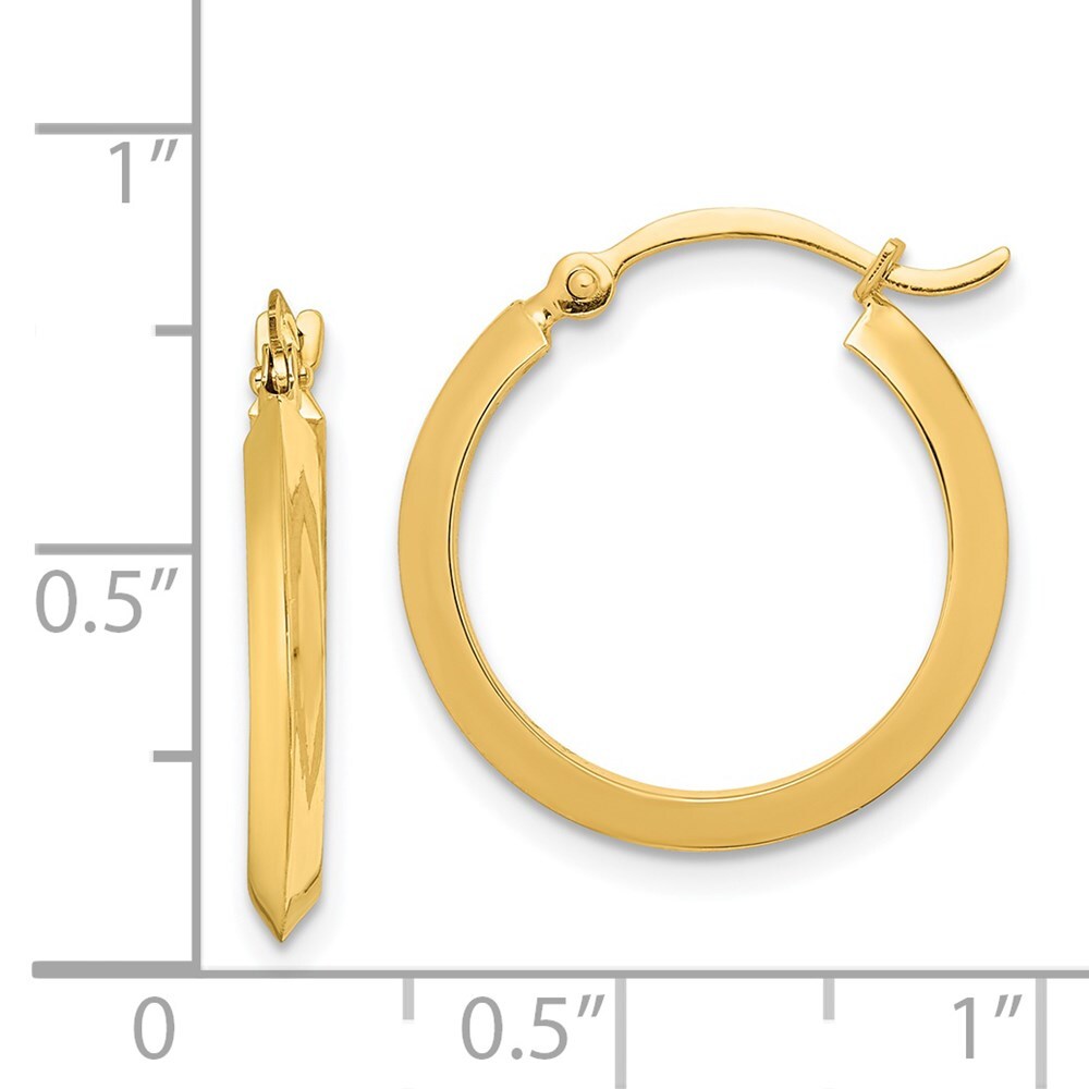14k Yellow Gold Polished Hoop Earrings Gift for Women