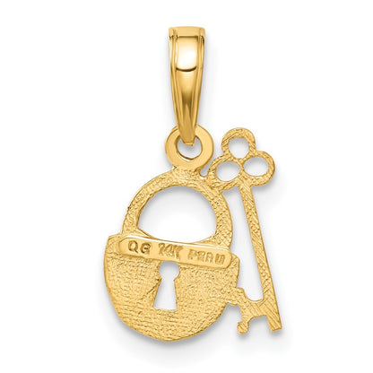 14k Yellow Gold Polished Key and Lock Charm