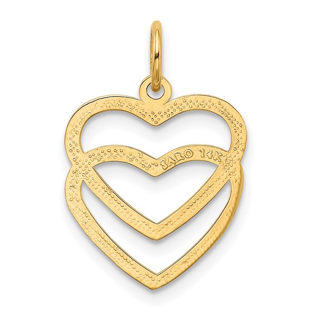 14k Yellow Gold Polished Double Heart Pendant for Women
