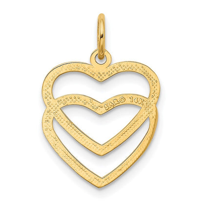 14k Yellow Gold Polished Double Heart Pendant for Women