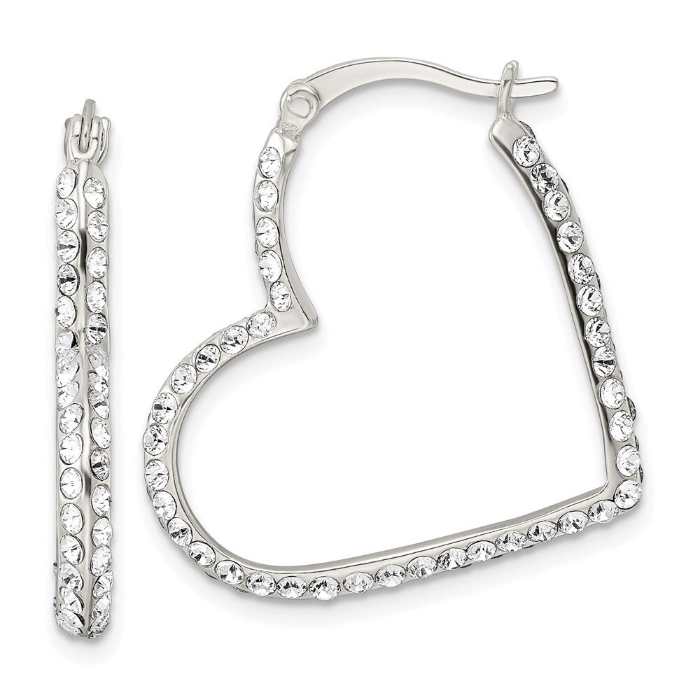 Sterling Silver Cubic Zirconia Heart Hoop Earrings