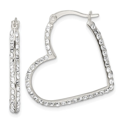Sterling Silver Cubic Zirconia Heart Hoop Earrings
