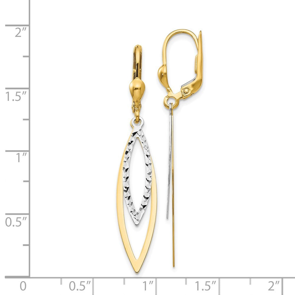 14k Two-tone Diamond-cut Drop Dangle Earrings