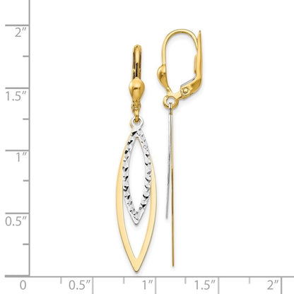 14k Two-tone Diamond-cut Drop Dangle Earrings