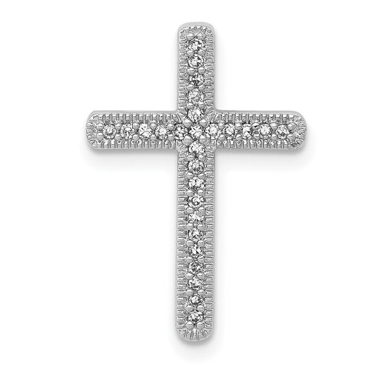 14k White Gold 1/10ct. Diamond Cross Chain Slide Pendant for Women