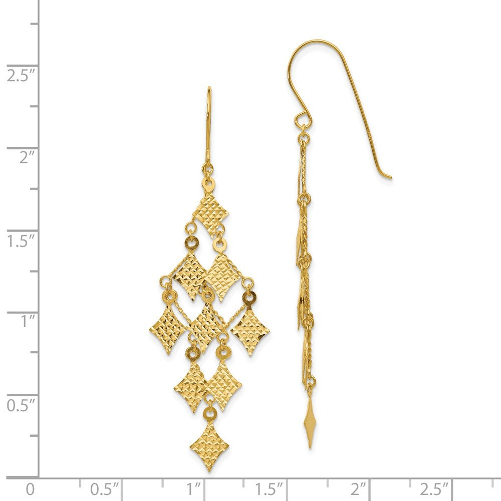 14k Yellow Gold Diamond-cut Chandelier Dangle Earrings