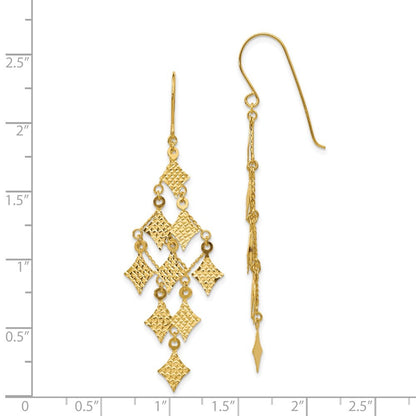14k Yellow Gold Diamond-cut Chandelier Dangle Earrings