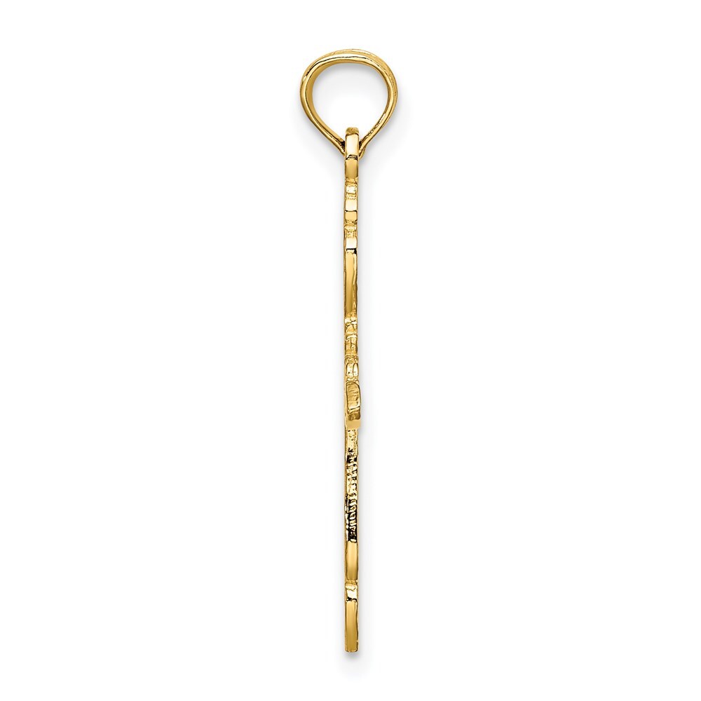 14k Yellow Gold Polished and Cut-Out Cross Charm Pendant for Women