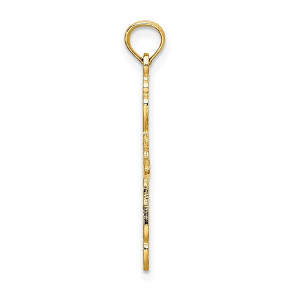 14k Yellow Gold Polished and Cut-Out Cross Charm Pendant for Women