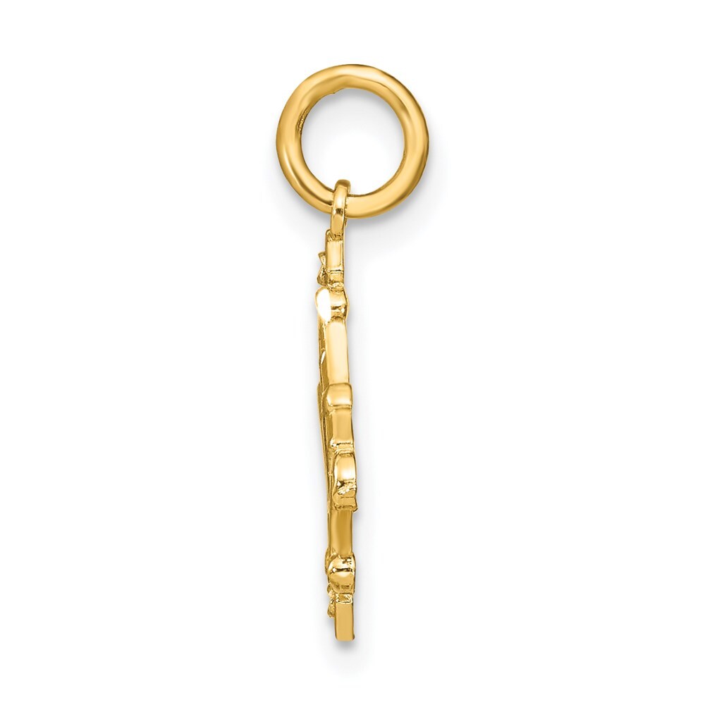 14k Yellow Gold Rhodium Diamond-Cut Chandelier Style Charm Pendant for Women