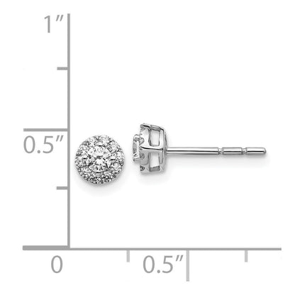 14k White Gold Diamond Cluster Stud Earrings