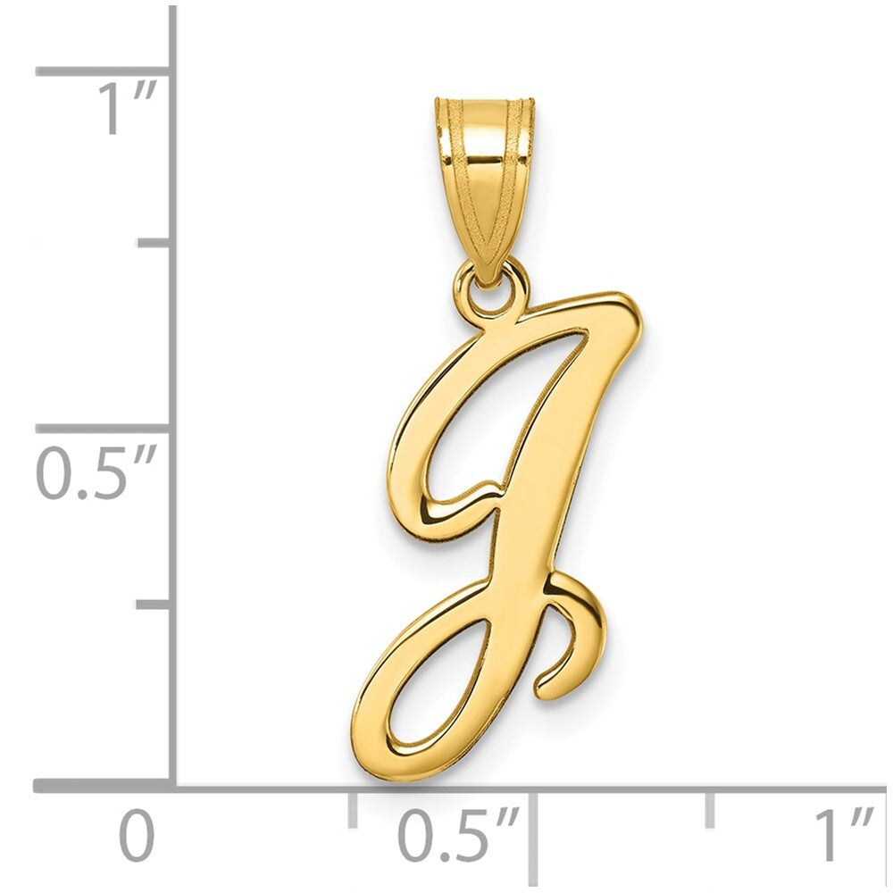 14k Yellow Gold Script Letter J Initial Pendant for Women